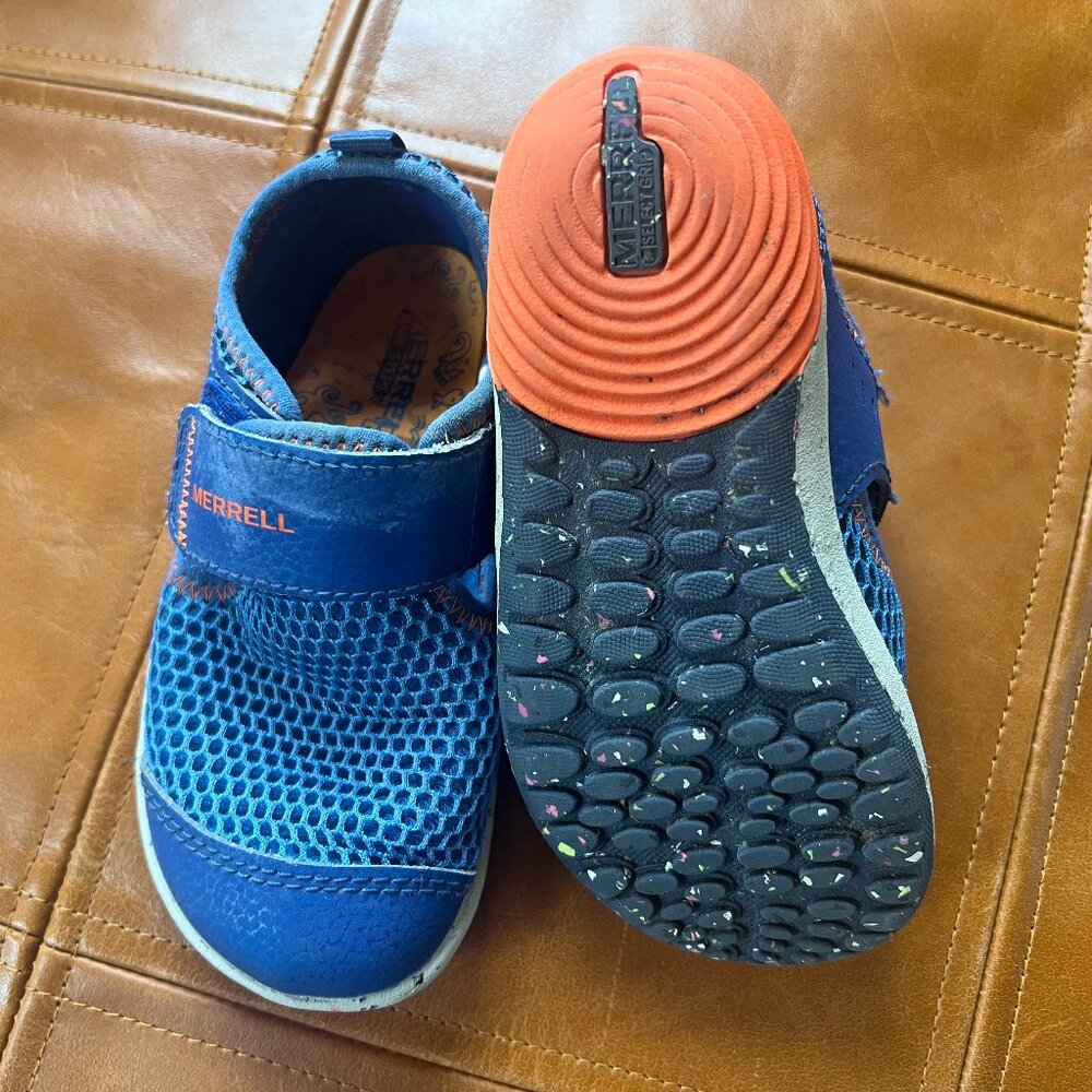 Merrell Bare Steps H20 Water Shoe, Blue/Orange, 8 US Unisex Little Kid